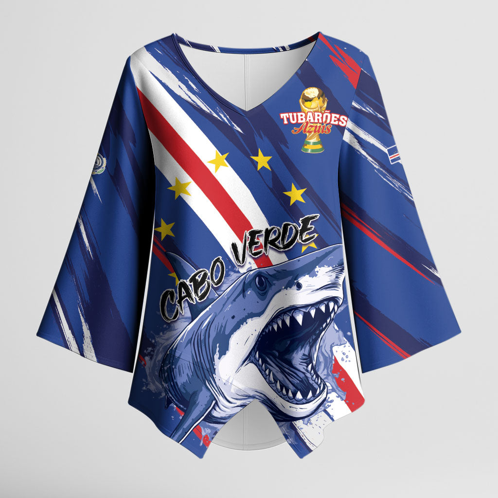 Custom World Football 2026 Cabo Verde Kimono Sleeve Blouse Tubaroes Azuis Victory
