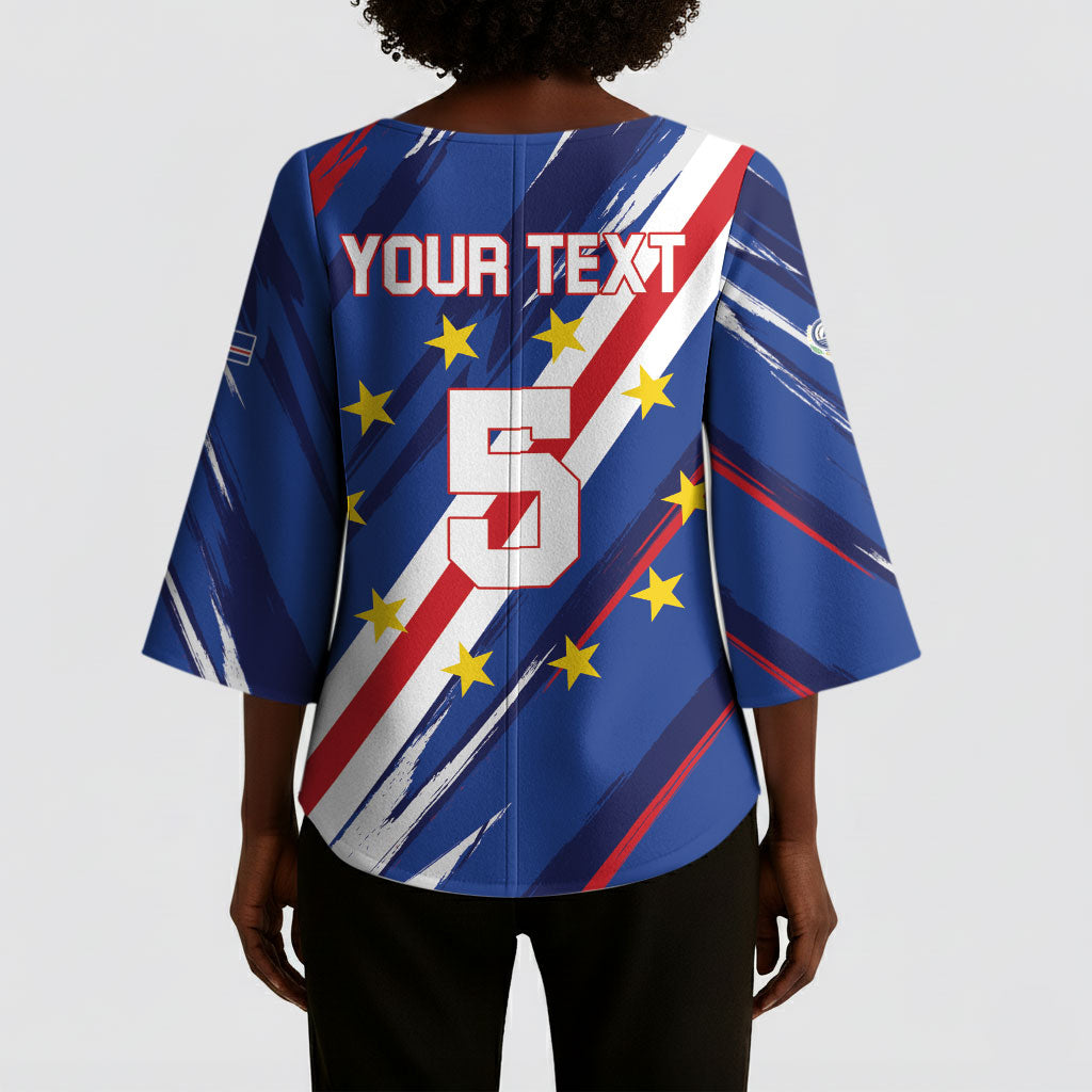 Custom World Football 2026 Cabo Verde Kimono Sleeve Blouse Tubaroes Azuis Victory