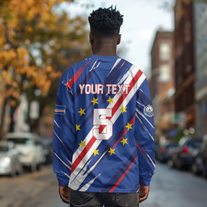 Custom World Football 2026 Cabo Verde Long Sleeve Shirt Tubaroes Azuis Victory