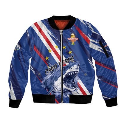 Custom World Football 2026 Cabo Verde Sleeve Zip Bomber Jacket Tubaroes Azuis Victory