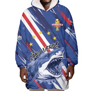 Custom World Football 2026 Cabo Verde Wearable Blanket Hoodie Tubaroes Azuis Victory