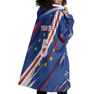 Custom World Football 2026 Cabo Verde Wearable Blanket Hoodie Tubaroes Azuis Victory