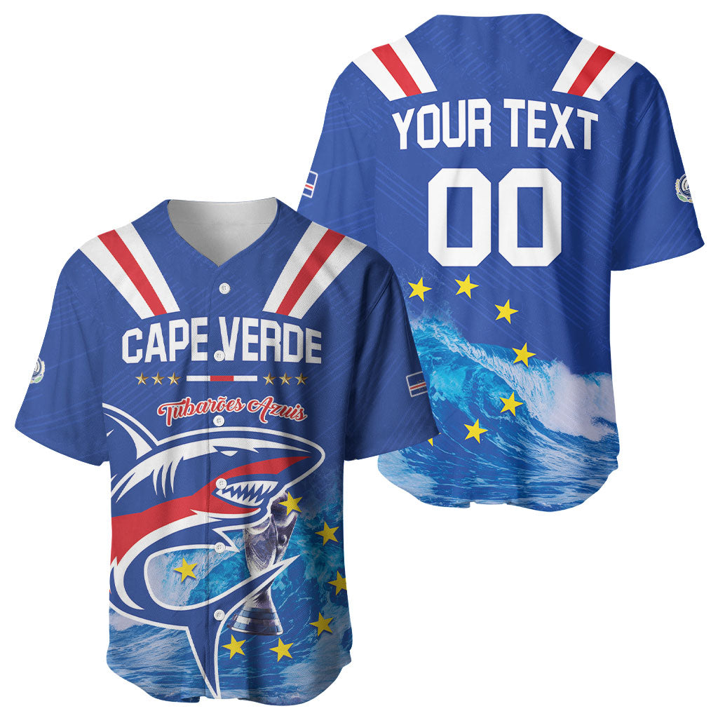 Custom Cape Verde Football 2026 Blue Shark Baseball Jersey Go Champions