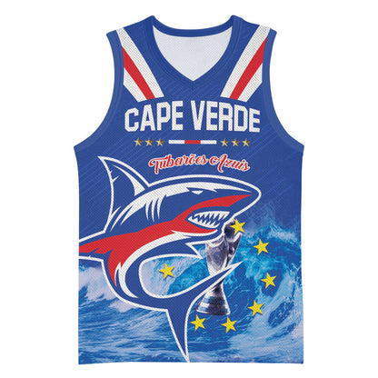 Custom Cape Verde Football 2026 Blue Shark Basketball Jersey Go Champions