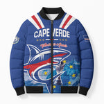 Custom Cape Verde Football 2026 Blue Shark Bomber Puffer Jacket Go Champions