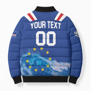 Custom Cape Verde Football 2026 Blue Shark Bomber Puffer Jacket Go Champions