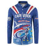 Custom Cape Verde Football 2026 Blue Shark Button Sweatshirt Go Champions