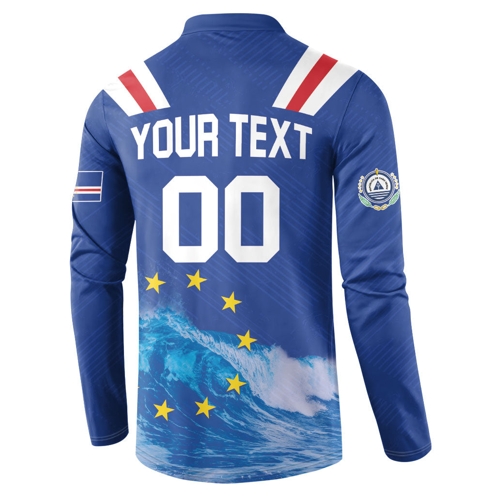 Custom Cape Verde Football 2026 Blue Shark Button Sweatshirt Go Champions