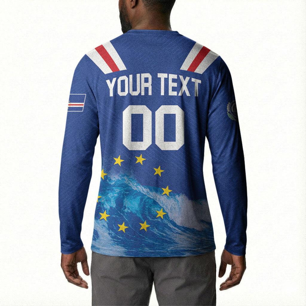Custom Cape Verde Football 2026 Blue Shark Button Sweatshirt Go Champions
