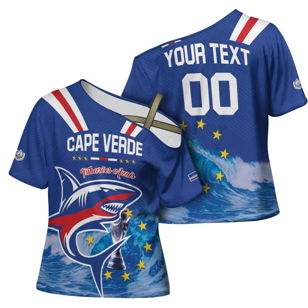 Custom Cape Verde Football 2026 Blue Shark Cross Shoulder Shirt Go Champions