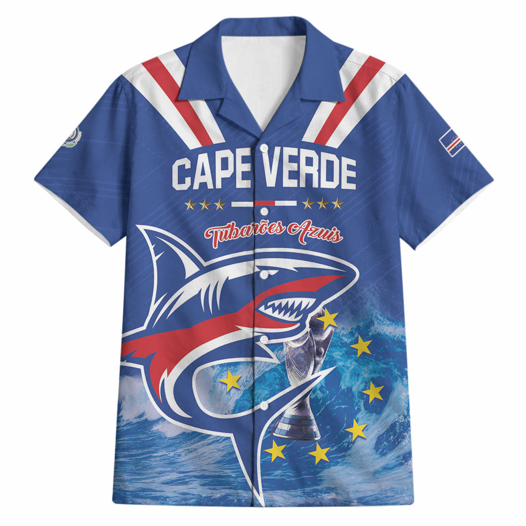 Custom Cape Verde Football 2026 Blue Shark Hawaiian Shirt Go Champions