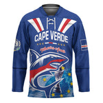 Custom Cape Verde Football 2026 Blue Shark Hockey Jersey Go Champions