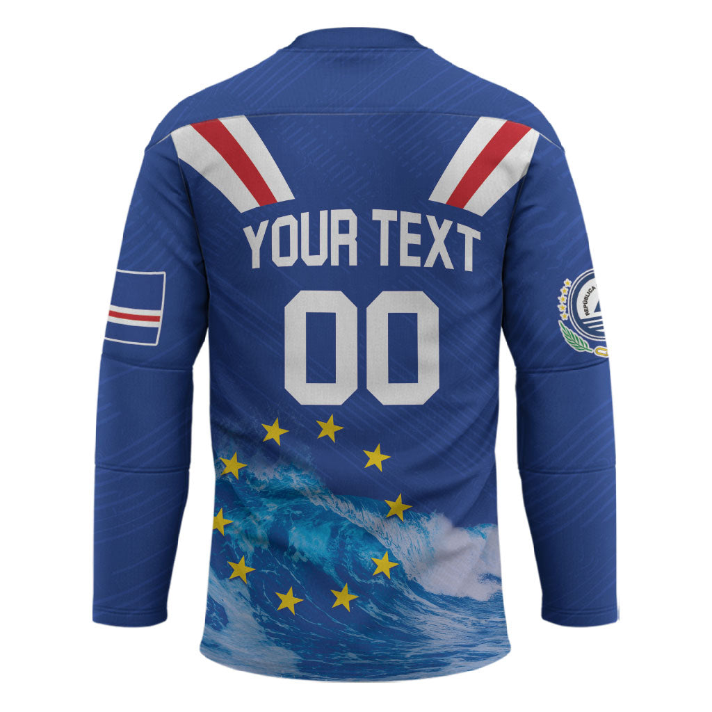 Custom Cape Verde Football 2026 Blue Shark Hockey Jersey Go Champions