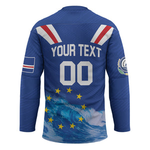 Custom Cape Verde Football 2026 Blue Shark Hockey Jersey Go Champions