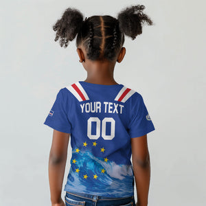 Custom Cape Verde Football 2026 Blue Shark Kid T shirt Go Champions