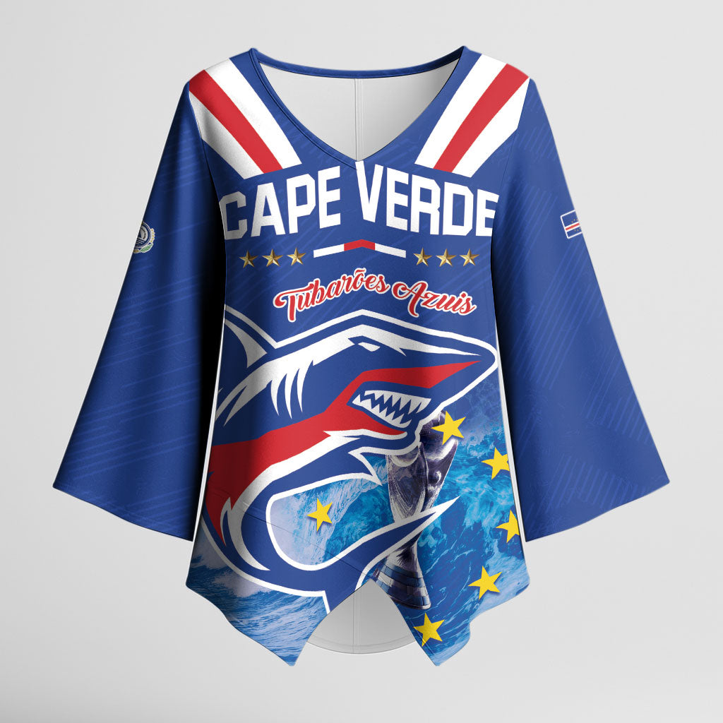 Custom Cape Verde Football 2026 Blue Shark Kimono Sleeve Blouse Go Champions