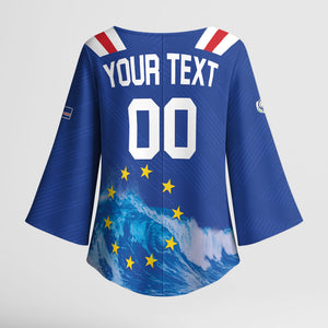Custom Cape Verde Football 2026 Blue Shark Kimono Sleeve Blouse Go Champions