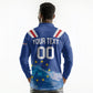 Custom Cape Verde Football 2026 Blue Shark Long Sleeve Polo Shirt Go Champions