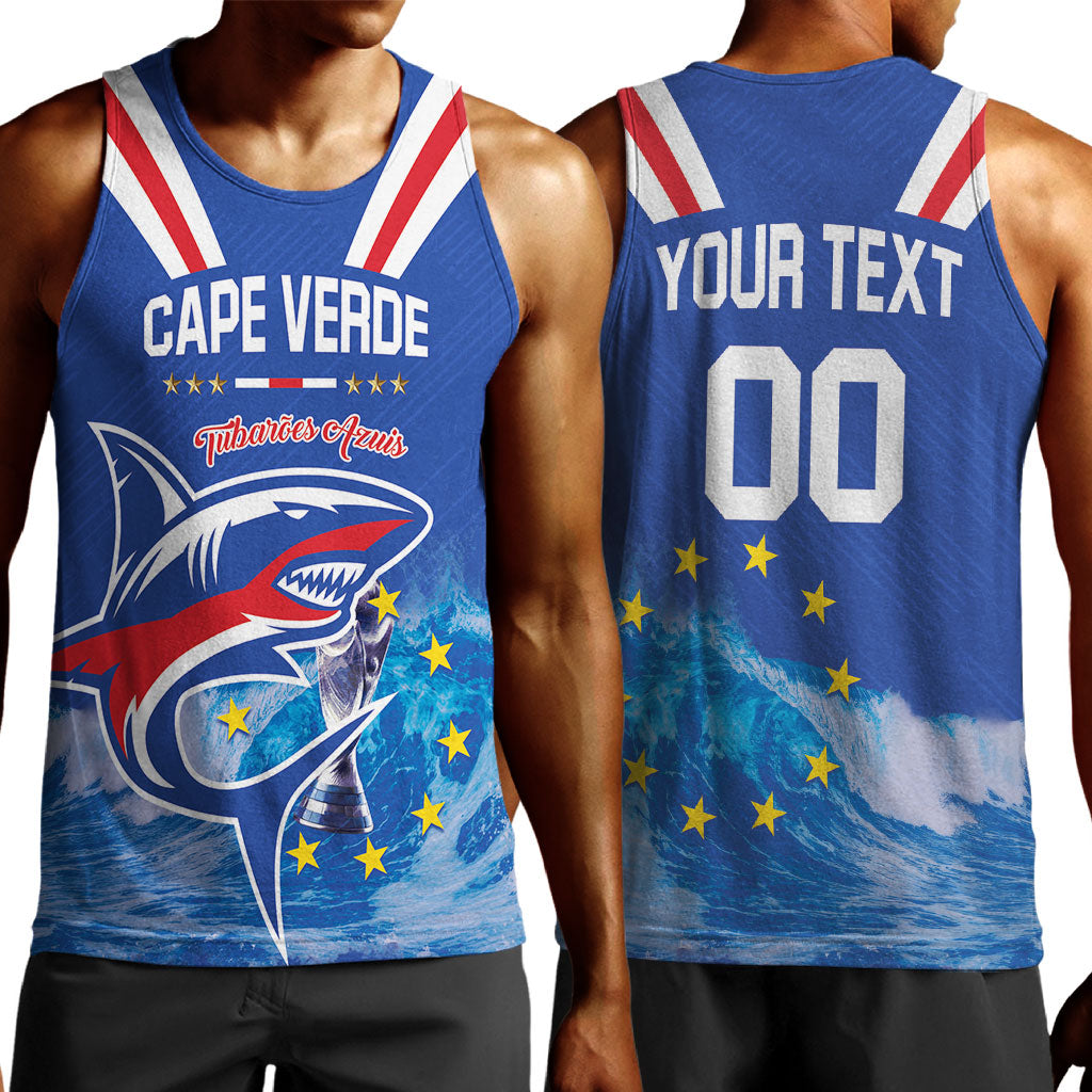Custom Cape Verde Football 2026 Blue Shark Men Tank Top Go Champions