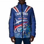 Custom Cape Verde Football 2026 Blue Shark Padded Jacket Go Champions