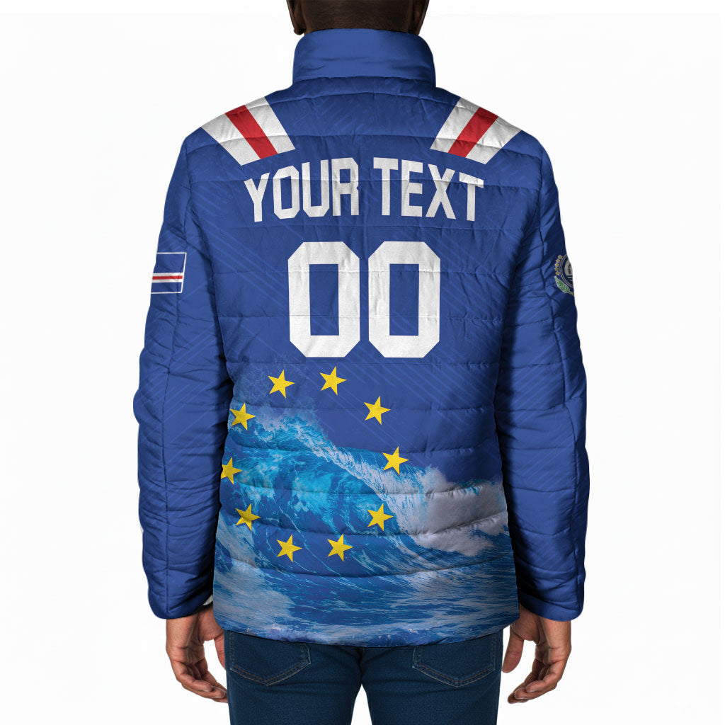 Custom Cape Verde Football 2026 Blue Shark Padded Jacket Go Champions