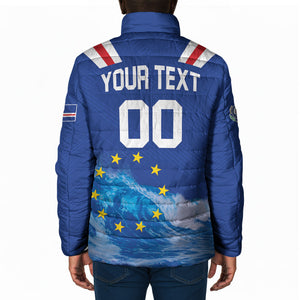 Custom Cape Verde Football 2026 Blue Shark Padded Jacket Go Champions