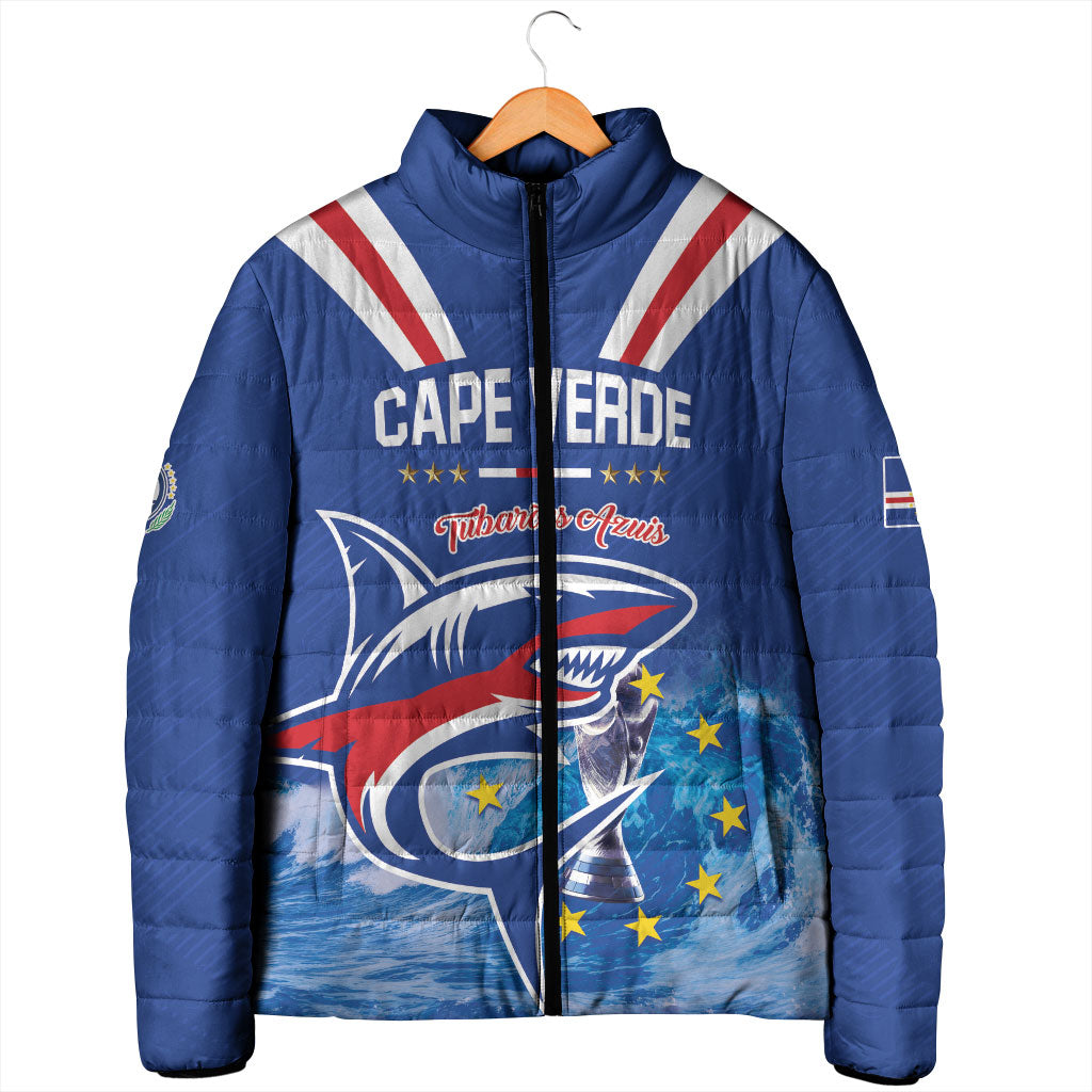 Custom Cape Verde Football 2026 Blue Shark Padded Jacket Go Champions
