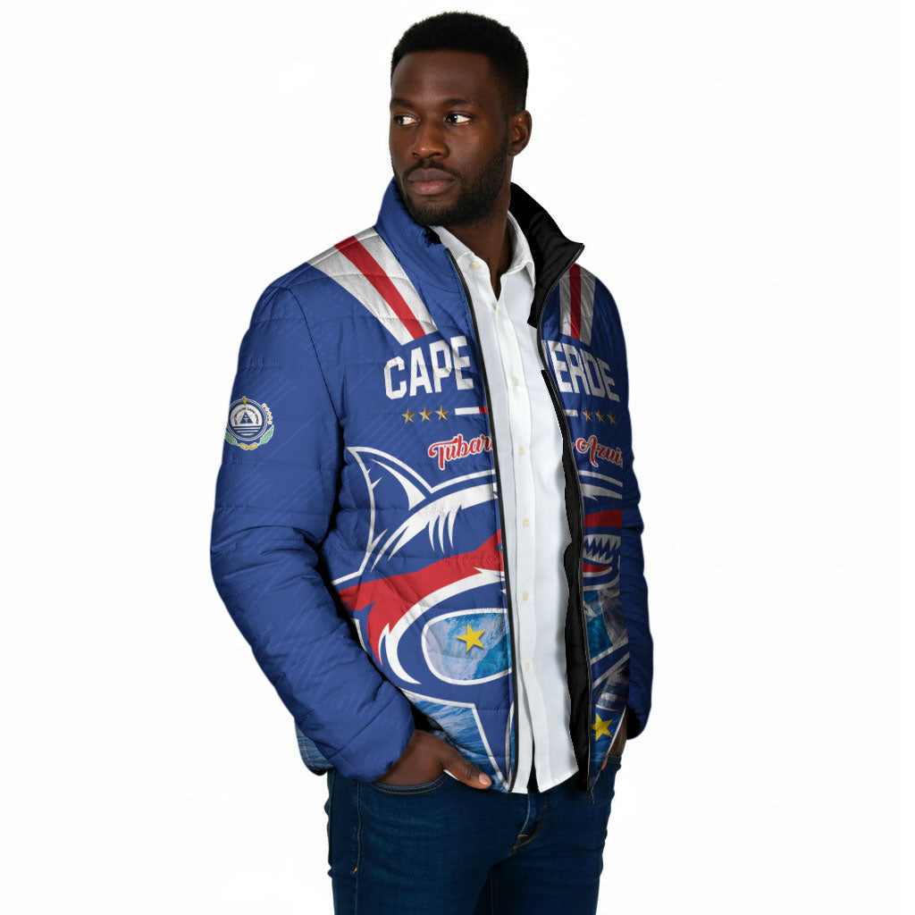 Custom Cape Verde Football 2026 Blue Shark Padded Jacket Go Champions