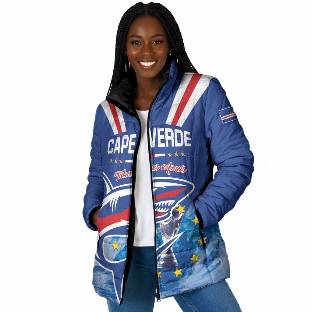 Custom Cape Verde Football 2026 Blue Shark Padded Jacket Go Champions