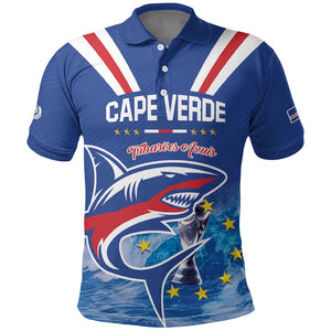 Custom Cape Verde Football 2026 Blue Shark Polo Shirt Go Champions