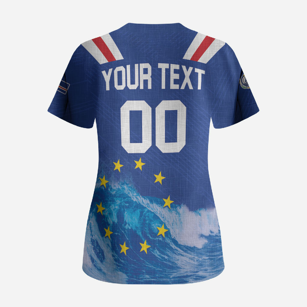 Custom Cape Verde Football 2026 Blue Shark Scrub Top Go Champions