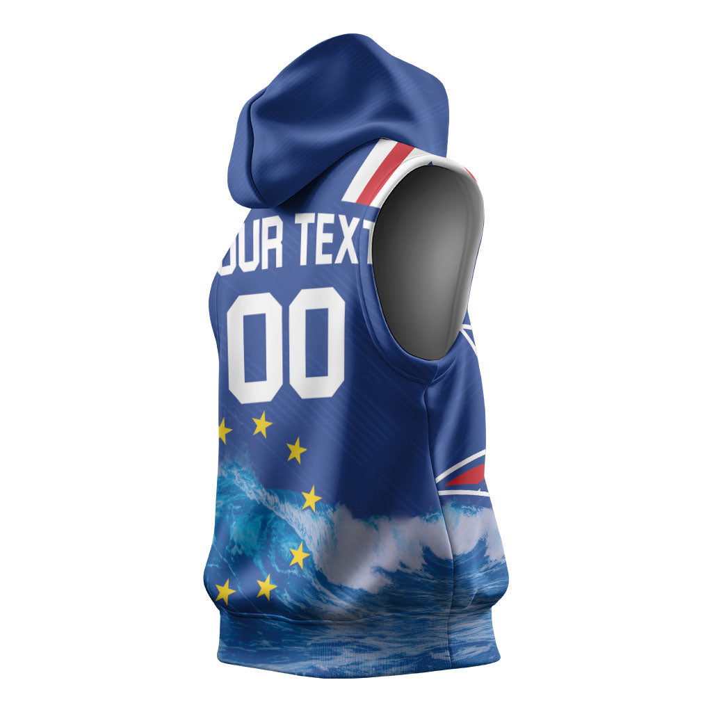 Custom Cape Verde Football 2026 Blue Shark Sleeveless Hoodie Go Champions
