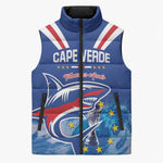Custom Cape Verde Football 2026 Blue Shark Sleeveless Puffer Jacket Go Champions