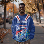 Custom Cape Verde Football 2026 Blue Shark Sweatshirt Go Champions