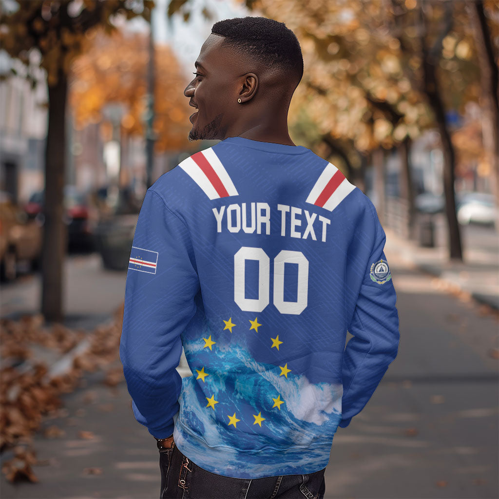Custom Cape Verde Football 2026 Blue Shark Sweatshirt Go Champions