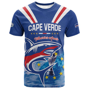 Custom Cape Verde Football 2026 Blue Shark T shirt Go Champions