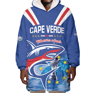 Custom Cape Verde Football 2026 Blue Shark Wearable Blanket Hoodie Go Champions