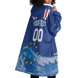 Custom Cape Verde Football 2026 Blue Shark Wearable Blanket Hoodie Go Champions