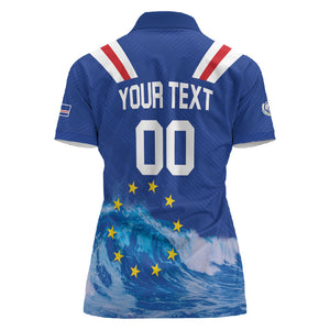 Custom Cape Verde Football 2026 Blue Shark Women Polo Shirt Go Champions