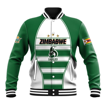 Custom Zimbabwe Rugby 3rd Africa Cup Baseball Jacket The Sables Back-to-Back Champions