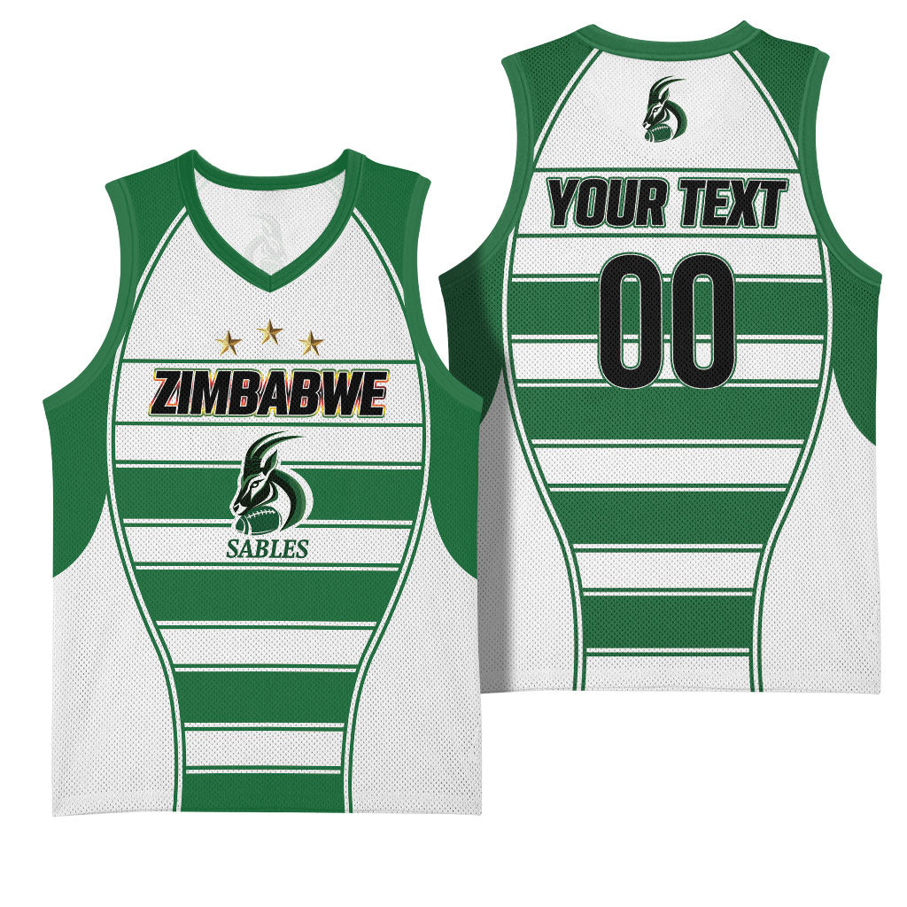 Custom Zimbabwe Rugby 3rd Africa Cup Basketball Jersey The Sables Back-to-Back Champions