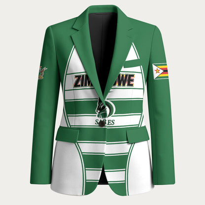 Custom Zimbabwe Rugby 3rd Africa Cup Blazer The Sables Back-to-Back Champions