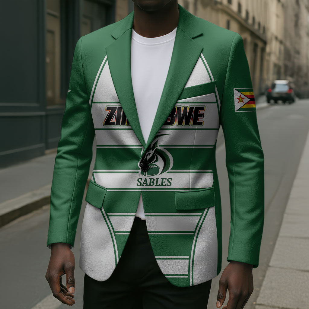 Custom Zimbabwe Rugby 3rd Africa Cup Blazer The Sables Back-to-Back Champions