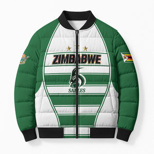 Custom Zimbabwe Rugby 3rd Africa Cup Bomber Puffer Jacket The Sables Back-to-Back Champions
