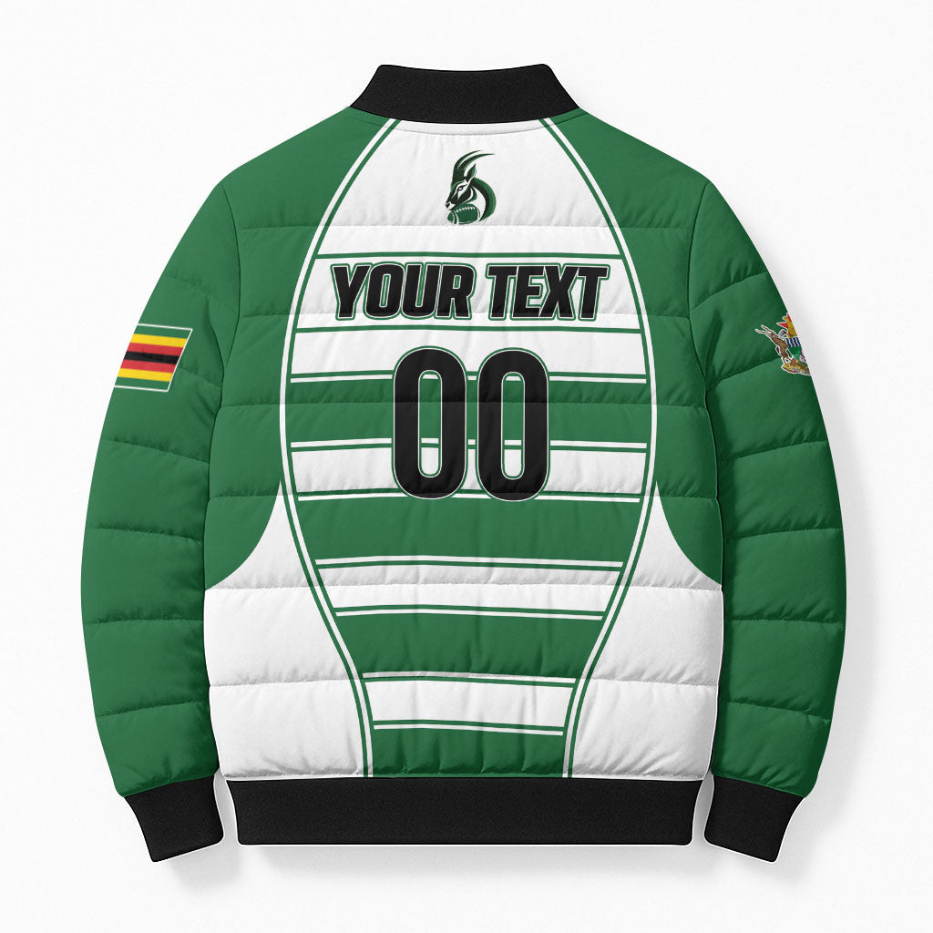Custom Zimbabwe Rugby 3rd Africa Cup Bomber Puffer Jacket The Sables Back-to-Back Champions