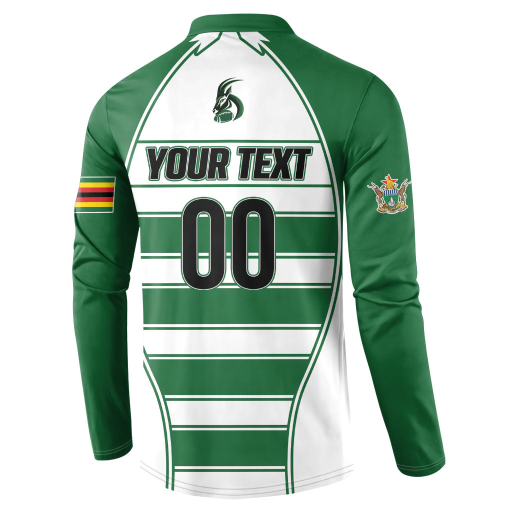 Custom Zimbabwe Rugby 3rd Africa Cup Button Sweatshirt The Sables Back-to-Back Champions