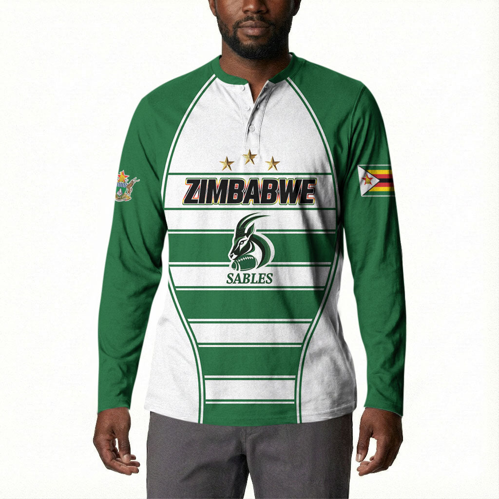 Custom Zimbabwe Rugby 3rd Africa Cup Button Sweatshirt The Sables Back-to-Back Champions