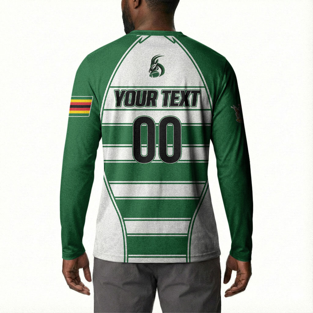 Custom Zimbabwe Rugby 3rd Africa Cup Button Sweatshirt The Sables Back-to-Back Champions