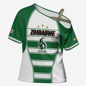 Custom Zimbabwe Rugby 3rd Africa Cup Cross Shoulder Shirt The Sables Back-to-Back Champions