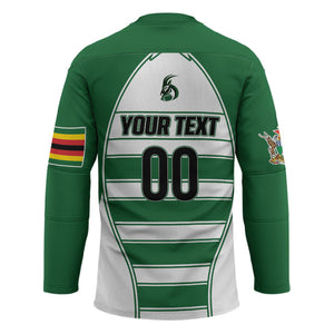 Custom Zimbabwe Rugby 3rd Africa Cup Hockey Jersey The Sables Back-to-Back Champions